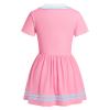 ABAFIP Women's One Piece Bodysuit Pajamas Romper Short Sleeve Doll Collar Pjs Rompers Nightwear Leotard Dress Sleepwear Lounge Wear Peach Large view 2