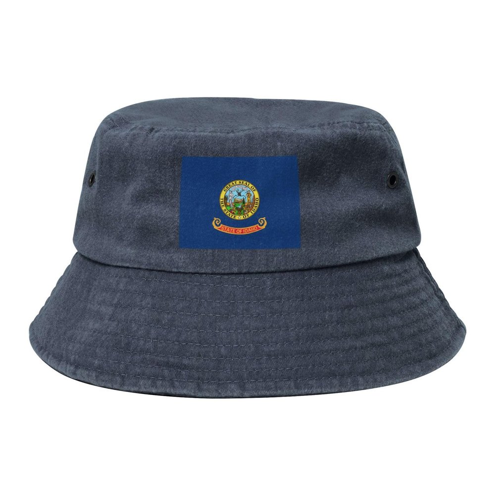 Flag of Idaho Bucket Hat for Women Men Outdoor Sun Hat Summer Beach Travel Fishing Cap Navy Blue