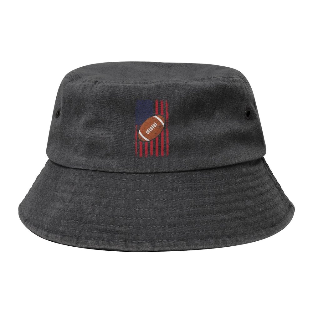 American Football Bucket Hat for Women Men Outdoor Sun Hat Summer Beach Travel Fishing Cap Black