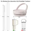 CHEETAH 40 oz Replacement Lid for Stanley Cup Quencher H2.0 FlowState Tumbler,with Easy Carry Soft Silicone Handle and Straws,Insulated Plastic Spill Leak Proof Straw Lid (Rose Quartz) view 3