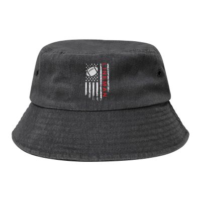 American Football with USA Flag Bucket Hat for Women Men Outdoor Sun Hat Summer Beach Travel Fishing Cap Black