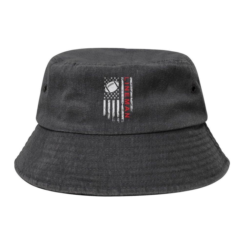 American Football with USA Flag Bucket Hat for Women Men Outdoor Sun Hat Summer Beach Travel Fishing Cap Black