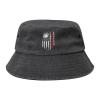 American Football with USA Flag Bucket Hat for Women Men Outdoor Sun Hat Summer Beach Travel Fishing Cap Black view 1
