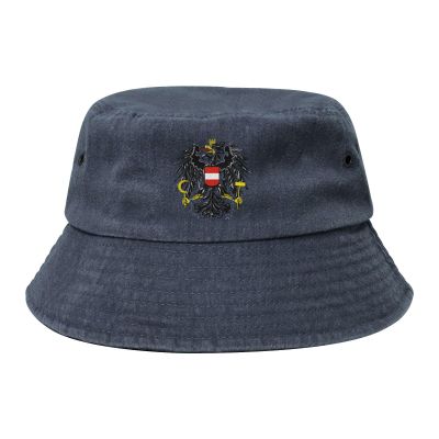 Austria Bundesadler Badge Bucket Hat for Women Men Outdoor Sun Hat Summer Beach Travel Fishing Cap Navy Blue