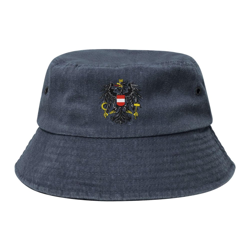 Austria Bundesadler Badge Bucket Hat for Women Men Outdoor Sun Hat Summer Beach Travel Fishing Cap Navy Blue
