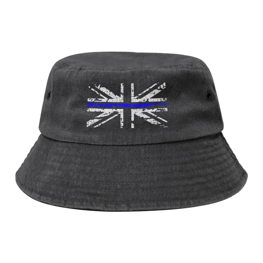 Thin Blue Line UK Flag Bucket Hat for Women Men Outdoor Sun Hat Summer Beach Travel Fishing Cap