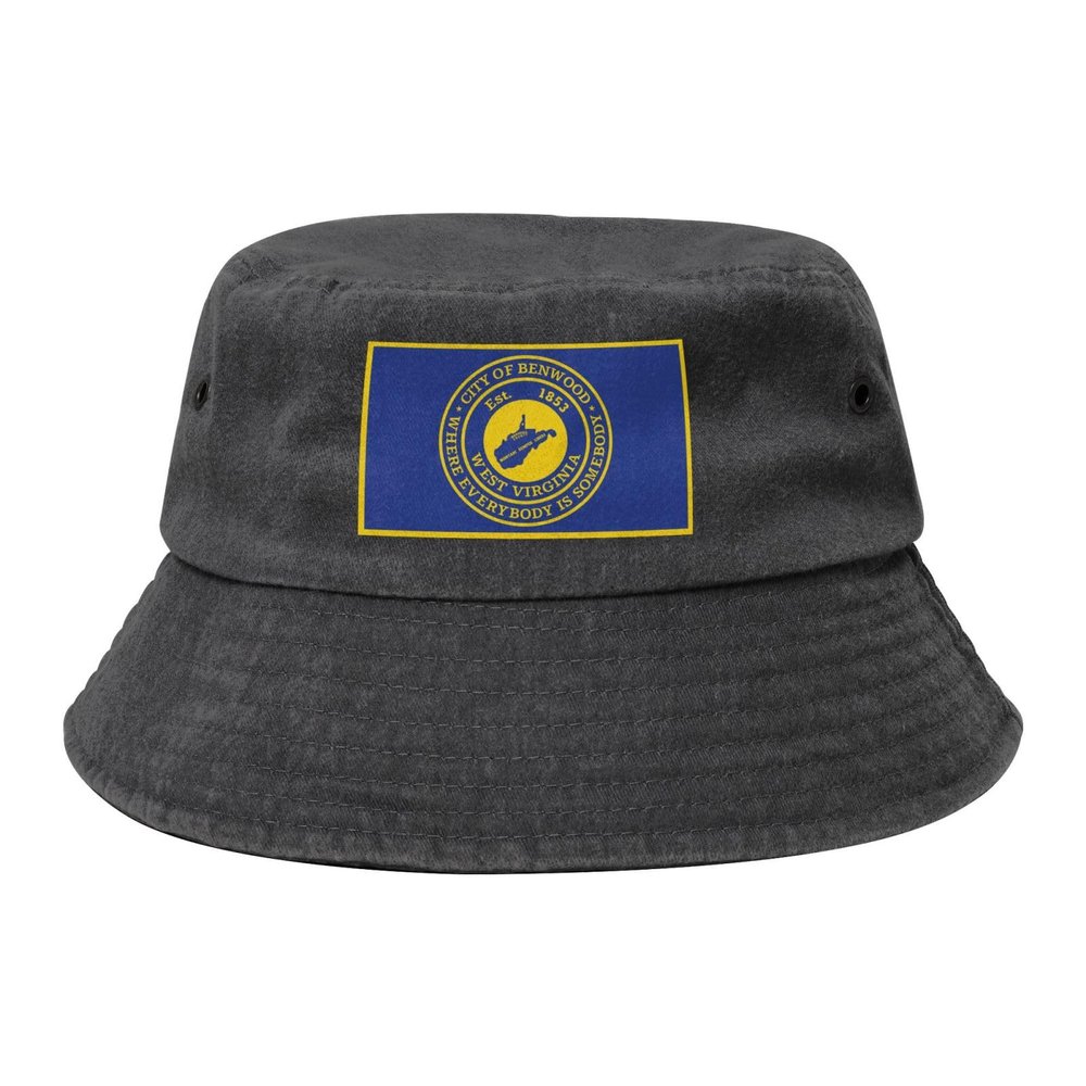 Flag of Benwood, West Virginia Bucket Hat for Women Men Outdoor Sun Hat Summer Beach Travel Fishing Cap Black