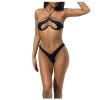 One Piece Swimsuit Women Tummy Control, Summer Sexy Cutout Swimsuit Solid Color High Waist Bikini Two Piece Bathing Suit Womens Swim Dresses Bathing Suits Supportive Bathing (S, Black) view 1