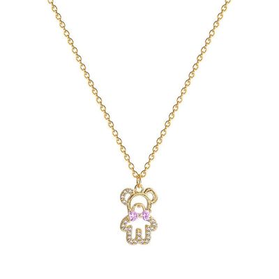 IXDEAXLY Chic Teddy Bear Pendant Crystal Necklace - Cute Animal Jewelry for Women-Style 1