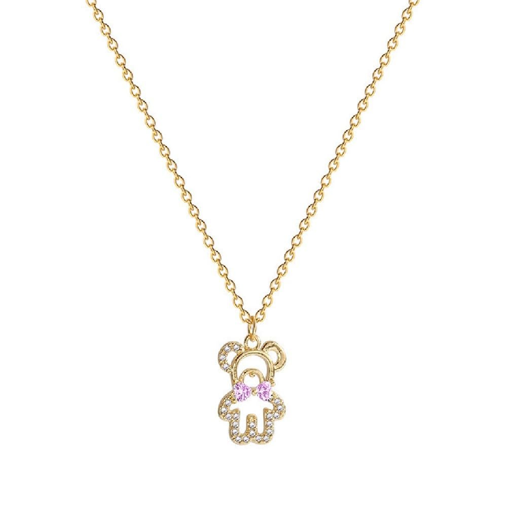 IXDEAXLY Chic Teddy Bear Pendant Crystal Necklace - Cute Animal Jewelry for Women-Style 1