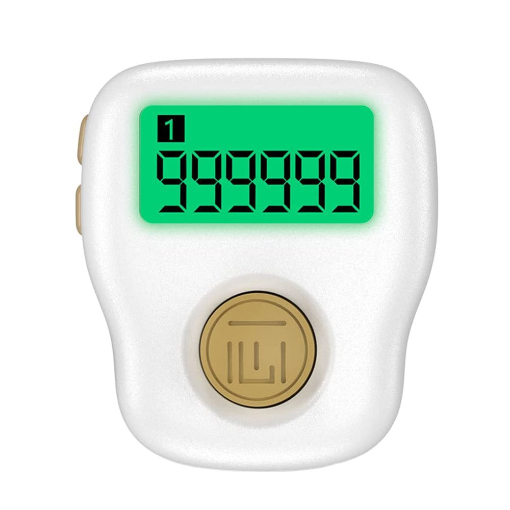 XANHOY Silent Finger Counter 6 Channels Digital Tasbih Tally With LED For Prayer Knitting Sports Gift Rechargeable Tally Counter, White
