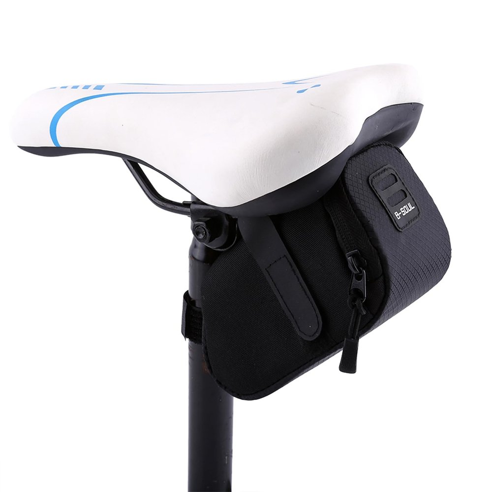 ZAWELIYO Lightweight Rear Saddle Storage Saddle Bag Cycling Seat Storage Bag bike saddle bag with light for Cycling Under Seat Black Blue Red (Black)