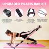 Pilates Bar Kit with Resistance Bands, Upgraded Multifunctional Screw Yoga Pilates Bar with Metal Adjustment Buckle, Portable Home Gym Pilates Bar for Women Full Body Workout Equipment Purple view 2