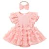 ODASDO Baby Girl Butterfly Dress Infant Toddler Kids My 1st First Birthday Cake Smash Outfits One Year Old Party Photo Shooting Ribbed Knit Cotton Short Sleeve Princess Tutu Tulle Dress Pink 12-18M view 1