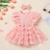 ODASDO Baby Girl Butterfly Dress Infant Toddler Kids My 1st First Birthday Cake Smash Outfits One Year Old Party Photo Shooting Ribbed Knit Cotton Short Sleeve Princess Tutu Tulle Dress Pink 12-18M view 2
