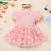 ODASDO Baby Girl Butterfly Dress Infant Toddler Kids My 1st First Birthday Cake Smash Outfits One Year Old Party Photo Shooting Ribbed Knit Cotton Short Sleeve Princess Tutu Tulle Dress Pink 12-18M view 3