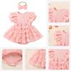 ODASDO Baby Girl Butterfly Dress Infant Toddler Kids My 1st First Birthday Cake Smash Outfits One Year Old Party Photo Shooting Ribbed Knit Cotton Short Sleeve Princess Tutu Tulle Dress Pink 12-18M view 4