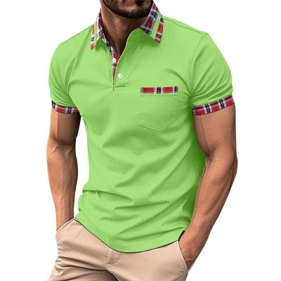 Men's Casual Polo Shirts Solid/Colo Short Sleeve Shirt Classic Striped Slim Fit Golf Tennis Tops