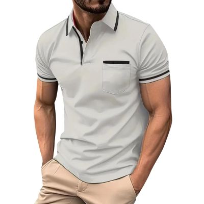 Men's Casual Polo Shirts Solid/Colo Short Sleeve Shirt Classic Striped Slim Fit Golf Tennis Tops