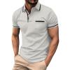 Men's Casual Polo Shirts Solid/Colo Short Sleeve Shirt Classic Striped Slim Fit Golf Tennis Tops view 1