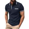 Men's Casual Polo Shirts Solid/Colo Short Sleeve Shirt Classic Striped Slim Fit Golf Tennis Tops view 1