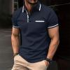 Men's Casual Polo Shirts Solid/Colo Short Sleeve Shirt Classic Striped Slim Fit Golf Tennis Tops view 2