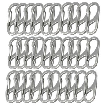 Bytiyar Stainless Small Carabiner Clips 1.25 inch (32mm) Snap Hooks with Fixed Eye Spring Gate Keychain Parocord Rope Clasps Accessories, 30 Pcs Stainless