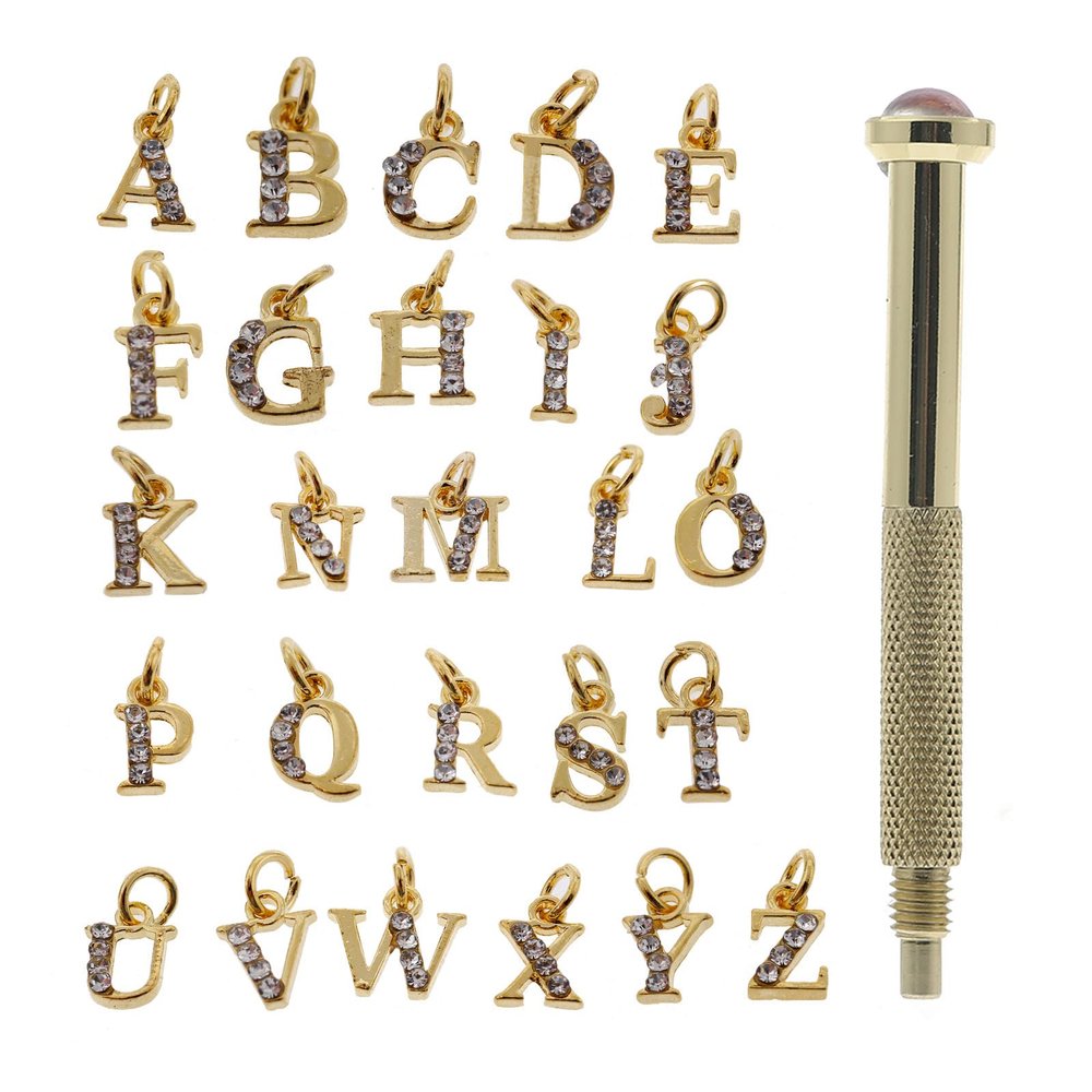 HUIFACAI Alloy Letter for Nail Pendants A~Z Crystal Dangle Nail Charm Nail Jewelry for Nail Tip D Nail Piercing Dangle Letters Butterfly Zodiac Christmas