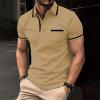 Men's Casual Polo Shirts Solid/Colo Short Sleeve Shirt Classic Striped Slim Fit Golf Tennis Tops view 2