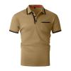 Men's Casual Polo Shirts Solid/Colo Short Sleeve Shirt Classic Striped Slim Fit Golf Tennis Tops view 4