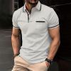 Men's Casual Polo Shirts Solid/Colo Short Sleeve Shirt Classic Striped Slim Fit Golf Tennis Tops view 2