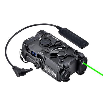 Metal OG Aiming Laser Indicator, Laser Sights Box,with IR Laser + Red/Green/Blue Laser + LED Flashlight,for Strobe/Constant/Momentary Modes,with Pressure Switch,Fit 20mm Rail,Black (Green Laser)