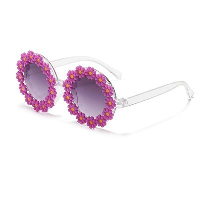 Round Flower Sunglasses for Women Flower Shaped Cute Glasses UV 400 Protection Daisy glasses for Holiday beach