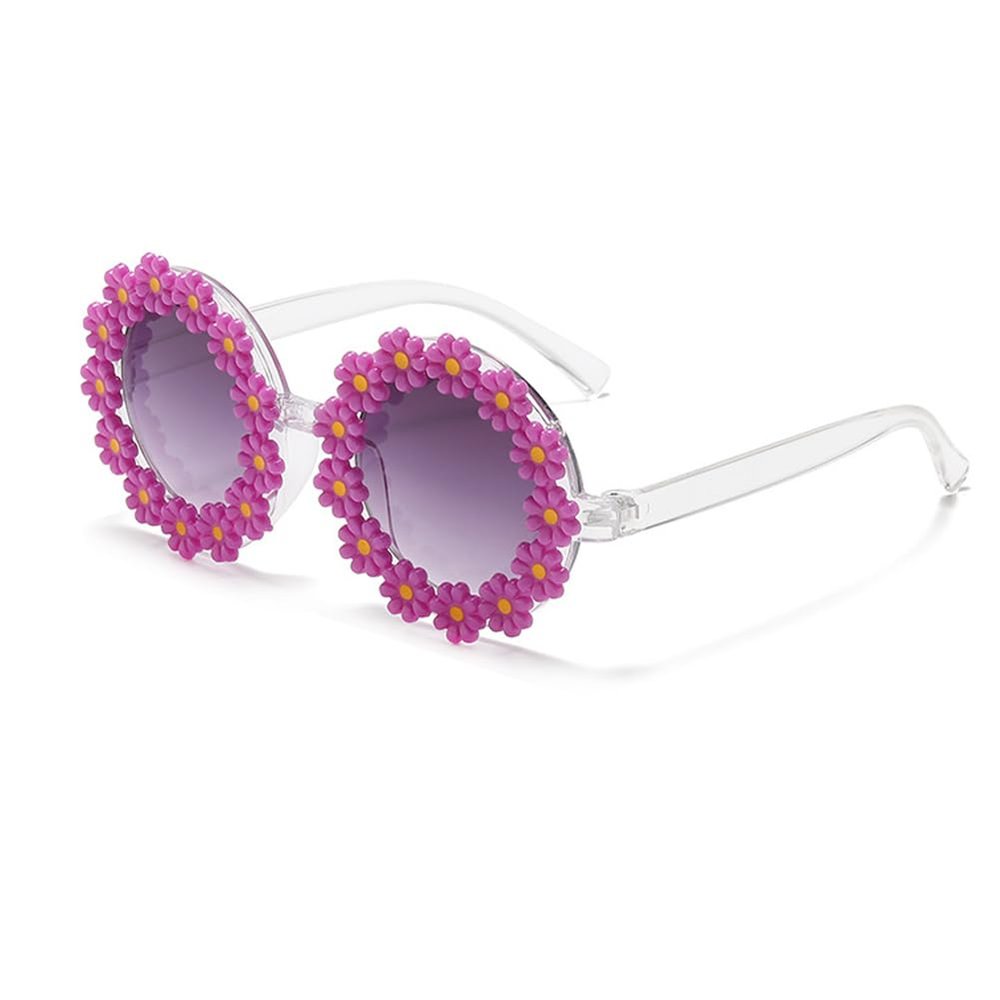 Round Flower Sunglasses for Women Flower Shaped Cute Glasses UV 400 Protection Daisy glasses for Holiday beach