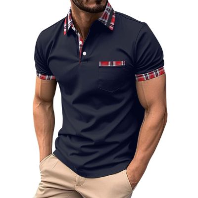 Men's Casual Polo Shirts Solid/Colo Short Sleeve Shirt Classic Striped Slim Fit Golf Tennis Tops