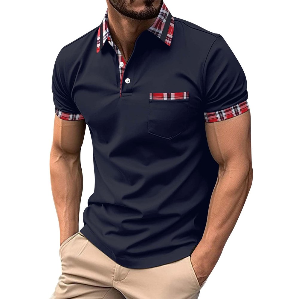 Men's Casual Polo Shirts Solid/Colo Short Sleeve Shirt Classic Striped Slim Fit Golf Tennis Tops