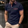 Men's Casual Polo Shirts Solid/Colo Short Sleeve Shirt Classic Striped Slim Fit Golf Tennis Tops view 2
