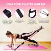 Pilates Bar Kit with Resistance Bands, Upgraded Multifunctional Screw Yoga Pilates Bar with Metal Adjustment Buckle, Portable Home Gym Pilates Bar for Women Full Body Workout Equipment Pink view 2