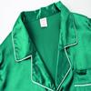Vopmocld Satin Pajama Sets Unisex Boys and Girls Silk Button Down Short Sleeve & Shorts & Pants Sleepwear 3PCS Loungewear PJS, Bright Green, 10 view 3