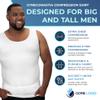 QORE LOGIQ Gynecomastia Compression Shirts for Men - Sleeveless Slimming Undershirts Tummy Control and Body Shaper Tank Top - White 5XLT (Tall Fit) view 3