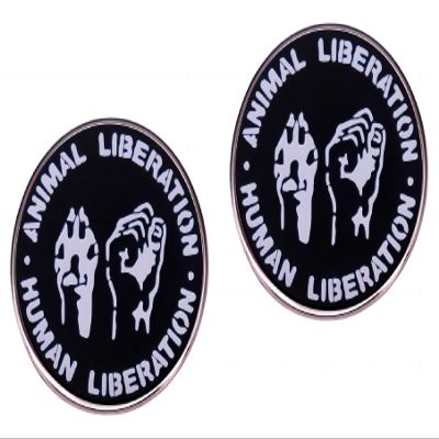 2 Animal Protection Pins, ANIMAL LIBERETION IS HUMAN LIBERATION Round Lapel Pin, Animal Rights Protection Campaign Pin, Animal Protector Metal Alloy Badge Pin