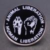 2 Animal Protection Pins, ANIMAL LIBERETION IS HUMAN LIBERATION Round Lapel Pin, Animal Rights Protection Campaign Pin, Animal Protector Metal Alloy Badge Pin view 3