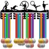 CREATCABIN Gymnastics Medal Holder Medal Hanging Decor Medal Rack Display Wall Mounted 3 Lines Design Hold 60+ Medals Room Home Decoration Gift for Gymnasts Race Winner Women Men Black 15.7x5.9 Inch view 1