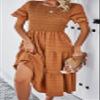chouyatou Women's 2024 Spring Summer Solid Color Elegant Dresses Crewneck Cut Out Maxi Dress (X-Large, Brown) view 2