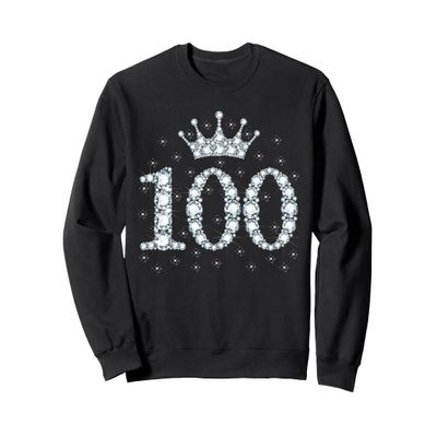 100 Crown 100 Years Old Happy 100th Birthday Girl Women Sweatshirt