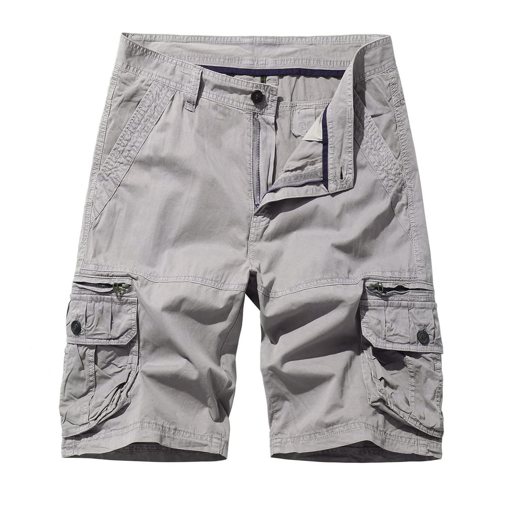 Cargo Shorts for Men Summer Casual Cotton Multi Pockets Tooling Shorts Outdoor Fashion Buckle Zipper Sweat Shorts Gray 4X