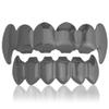 18K Gold Plated Hip Hop Custom Polished Grillz for Your Teeth - Affordable Hip Hop Grillz for Rappers and Performers - Vampire Fangs Dental Grill Set (Black Flat Vampire set) view 1