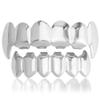 18K Gold Plated Hip Hop Custom Polished Grillz for Your Teeth - Affordable Hip Hop Grillz for Rappers and Performers - Vampire Fangs Dental Grill Set (Silver Flat Vampire set) view 1