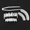 18K Gold Plated Hip Hop Custom Polished Grillz for Your Teeth - Affordable Hip Hop Grillz for Rappers and Performers - Vampire Fangs Dental Grill Set (Silver Flat Vampire set) view 4