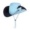 Bucket Sun Hat for Women Wide Brim Breathable Mesh UPF50+ Mountaineering Hat Outdoor Rain Hat (Blue, One Size) view 3